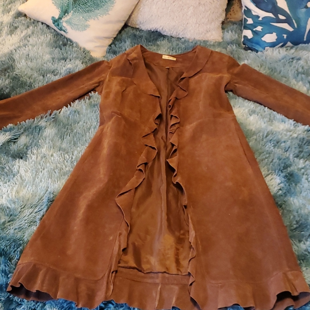 Wilson's Leather Jacket with ruffle accent